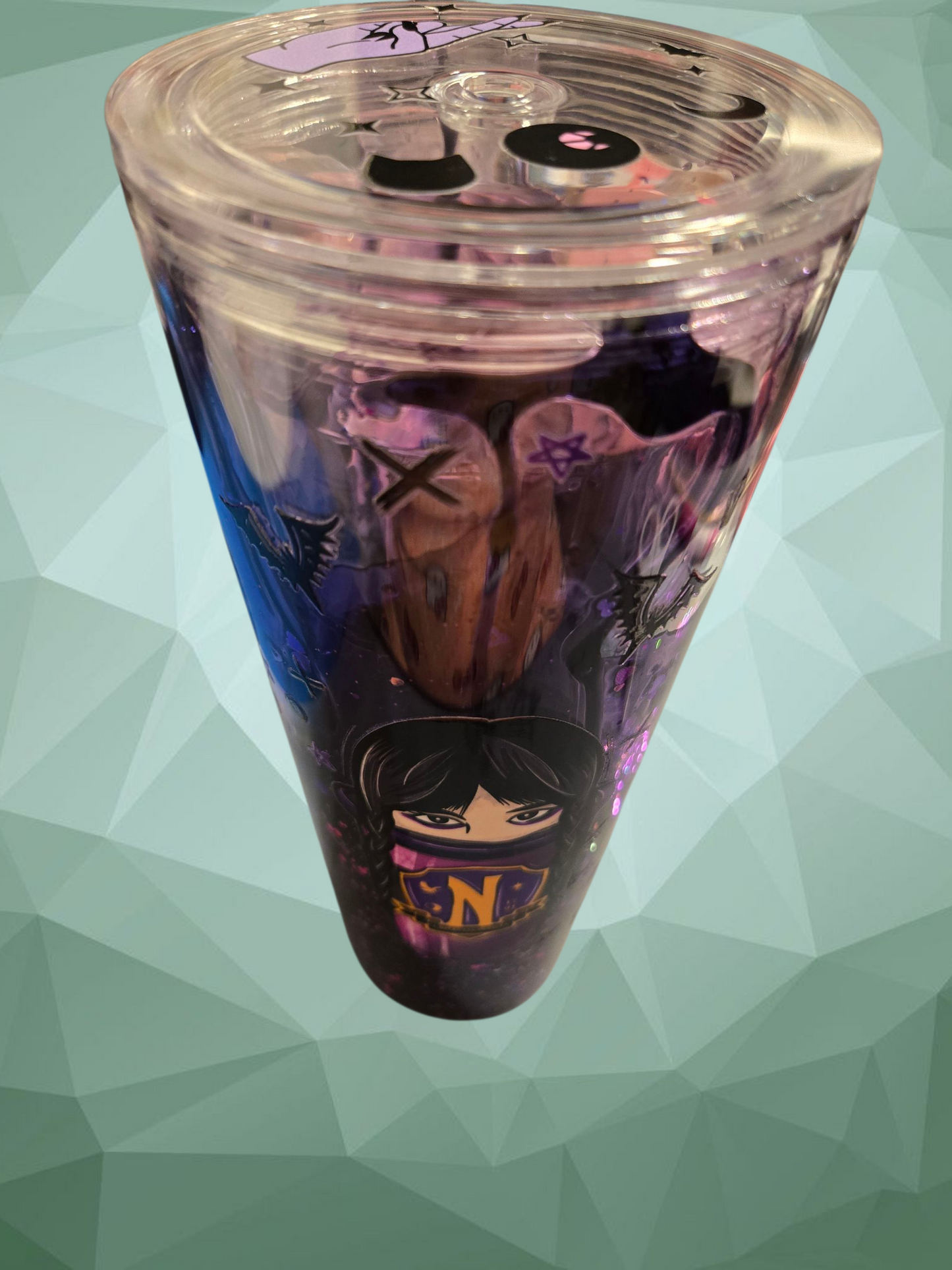 π Wednesday 24 oz Purple Glitter Acrylic Cup π