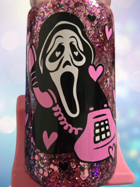 📞 You Hang Up – 20 oz Pink Glitter Acrylic Cup 🔪💖