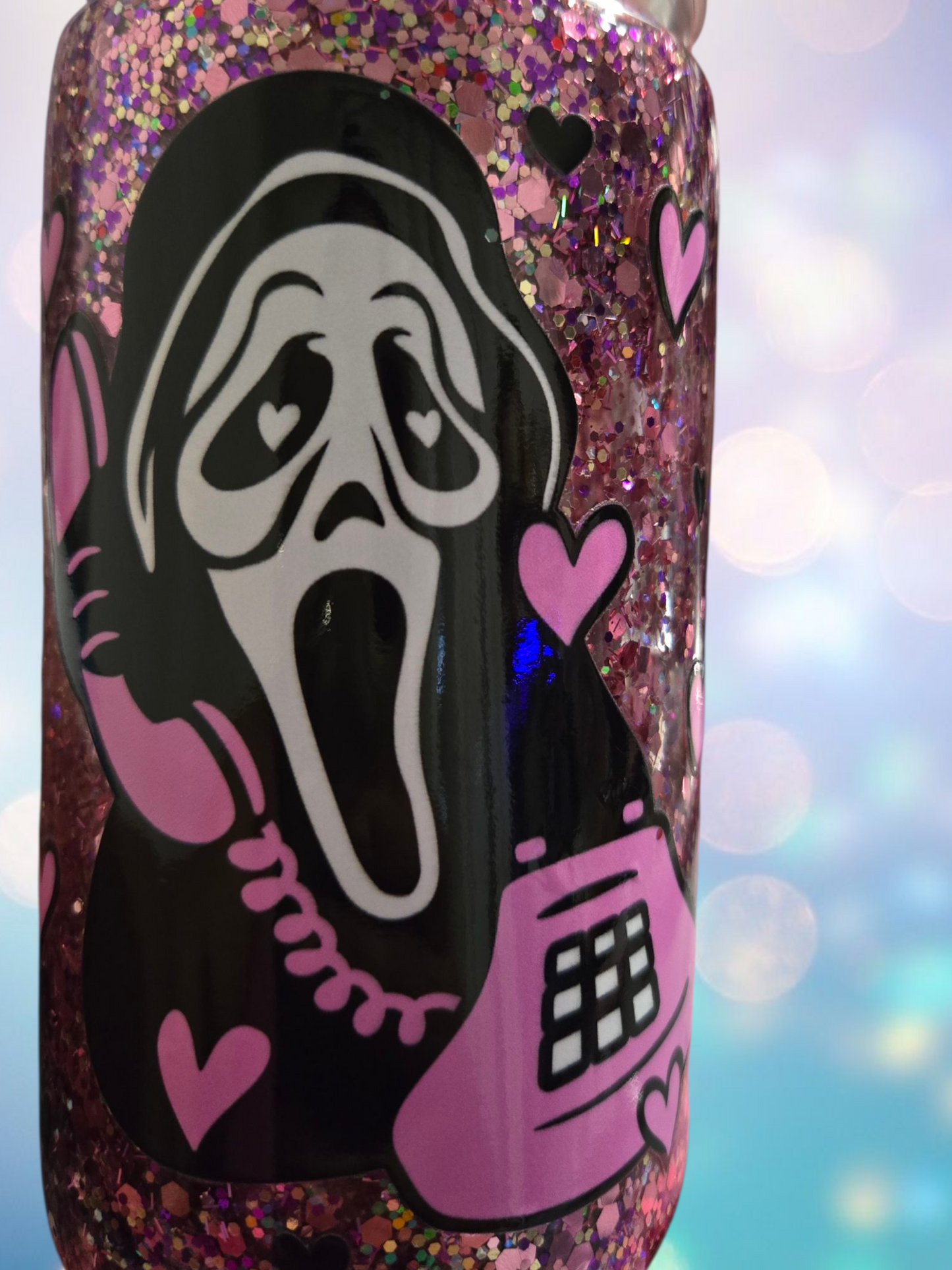 📞 You Hang Up – 20 oz Pink Glitter Acrylic Cup 🔪💖