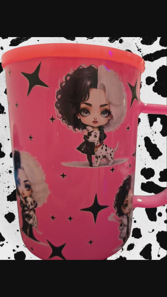 16 oz Cruella Glass Cup (with Lid & Straw)