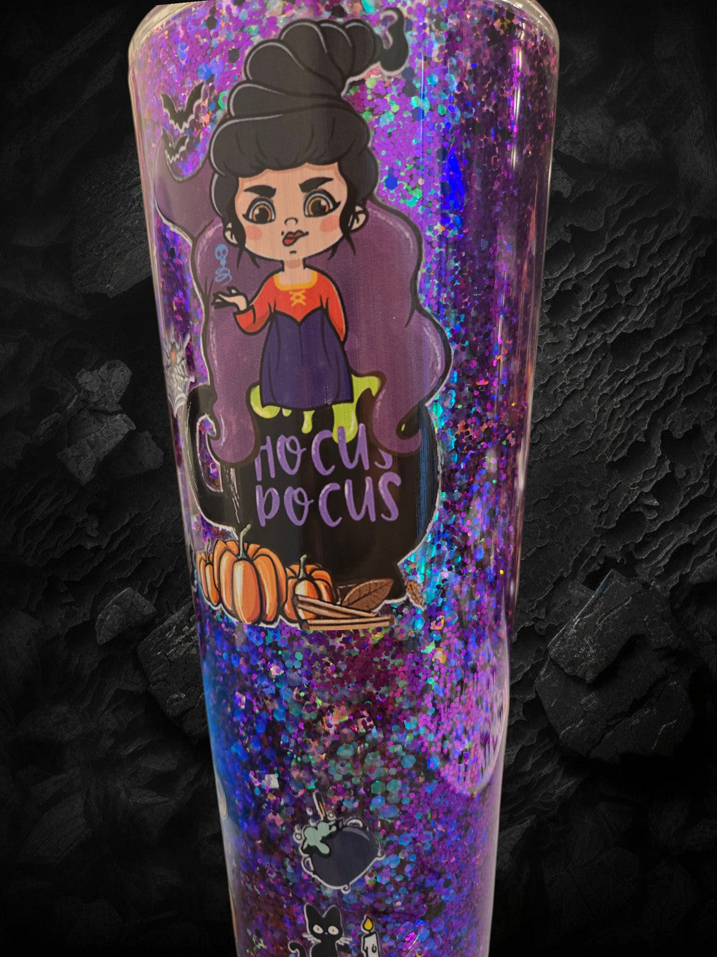 🔮 Hocus Pocus 24 oz Acrylic Cup – Purple Glitter Edition 🔮