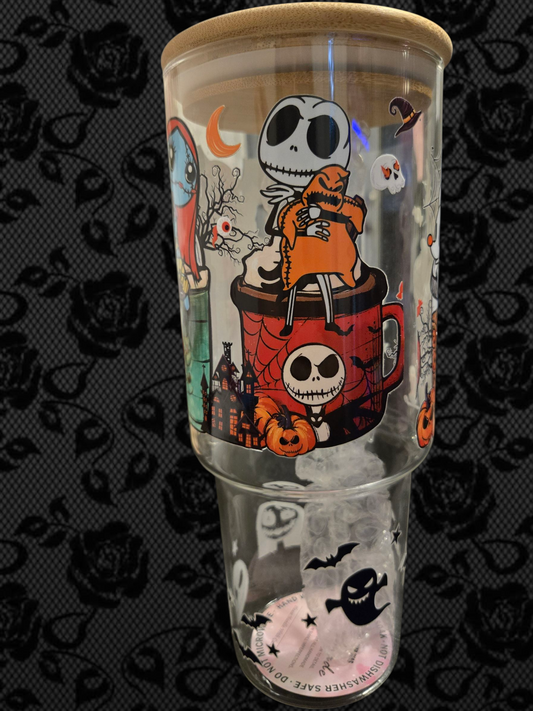 🎃 40 oz Spooky Glass Cup – Halloween Edition 🎃