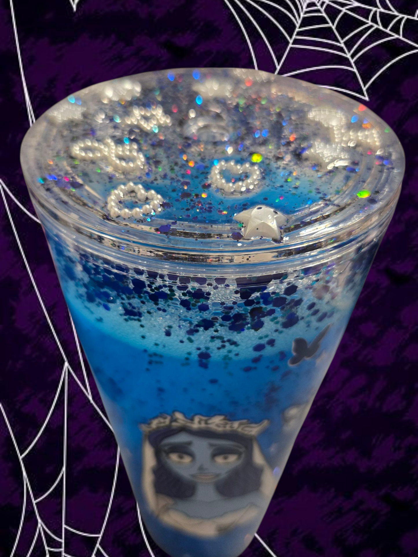 💙🦋 Corpse Bride Glitter Tumbler 🦋💙
