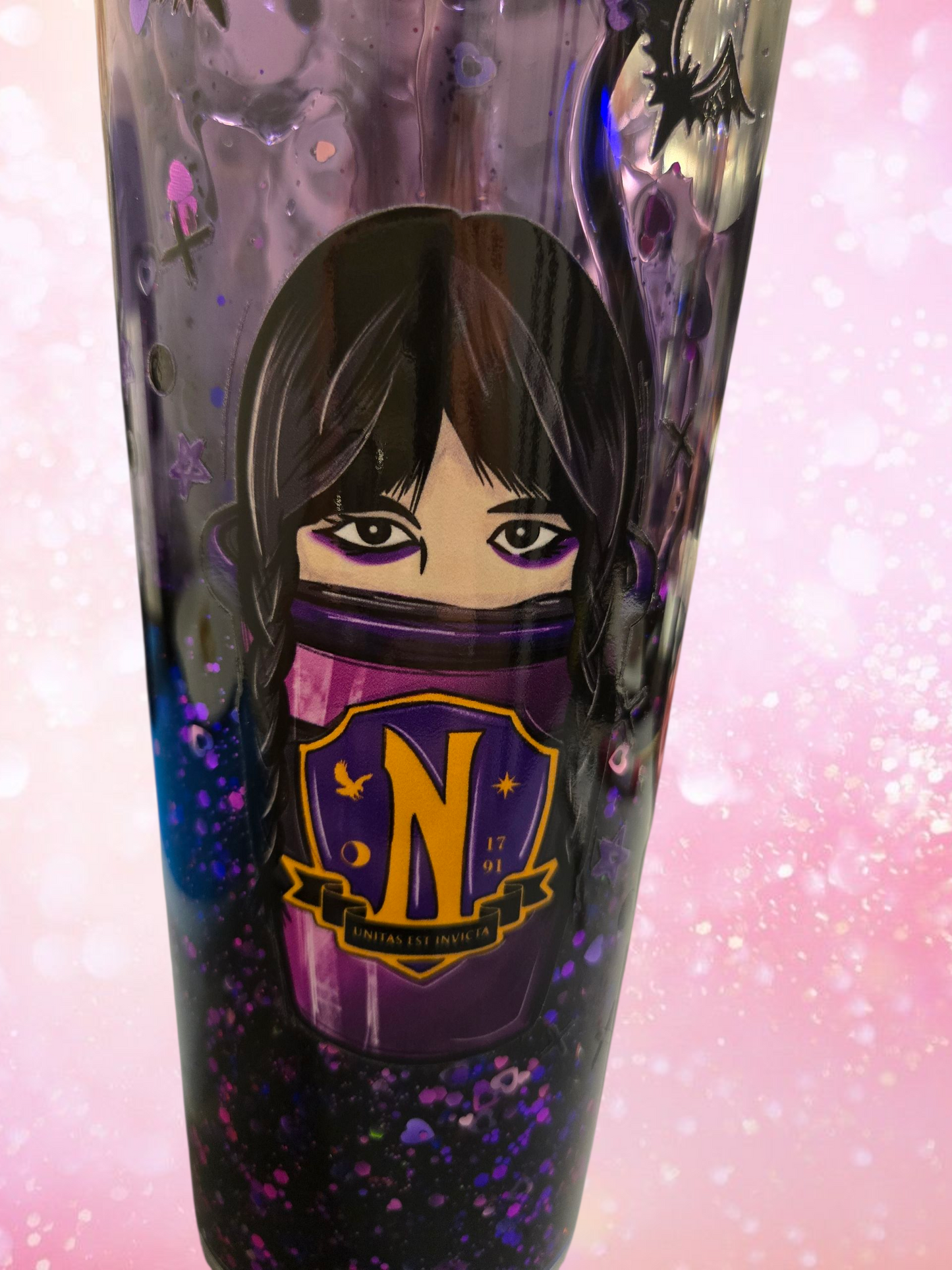 💜 Wednesday 24 oz Purple Glitter Acrylic Cup 💜