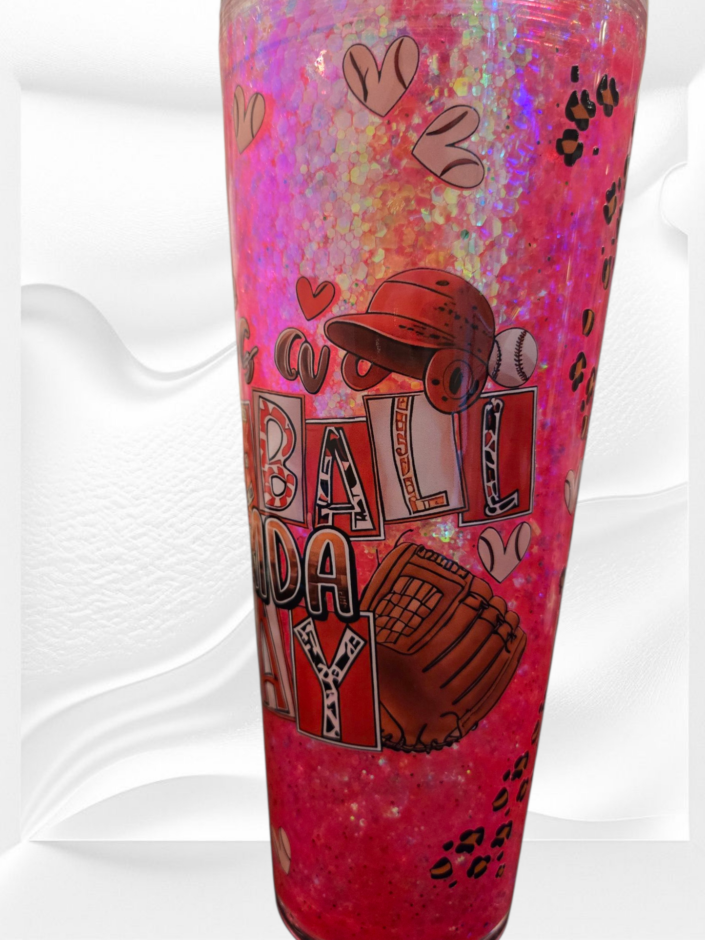 ⚾ It’s a Baseball Kind of Day – 24 oz Acrylic Cup (Pink Sparkly)