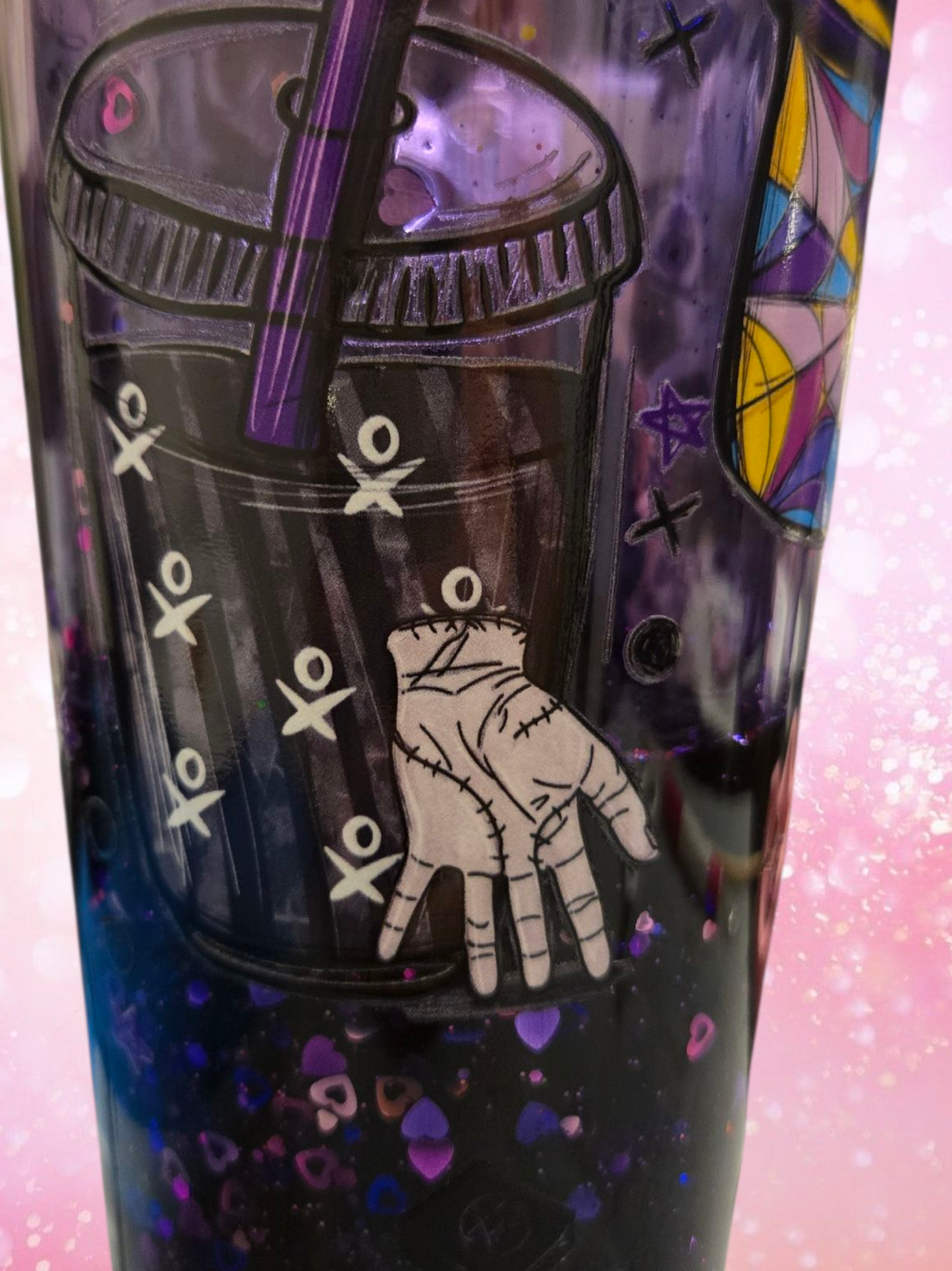 💜 Wednesday 24 oz Purple Glitter Acrylic Cup 💜