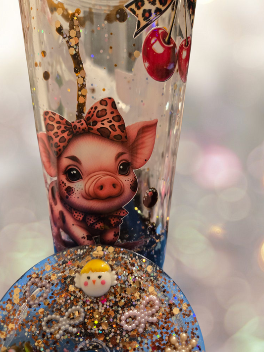 ✨🐷 Adorable Piggy Glitter Snow Globe Tumbler 🐷✨