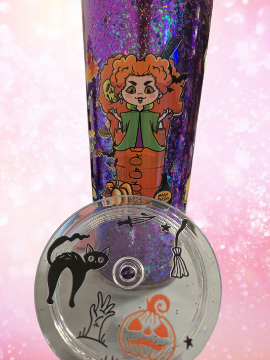 🔮 Hocus Pocus 24 oz Acrylic Cup – Purple Glitter Edition 🔮