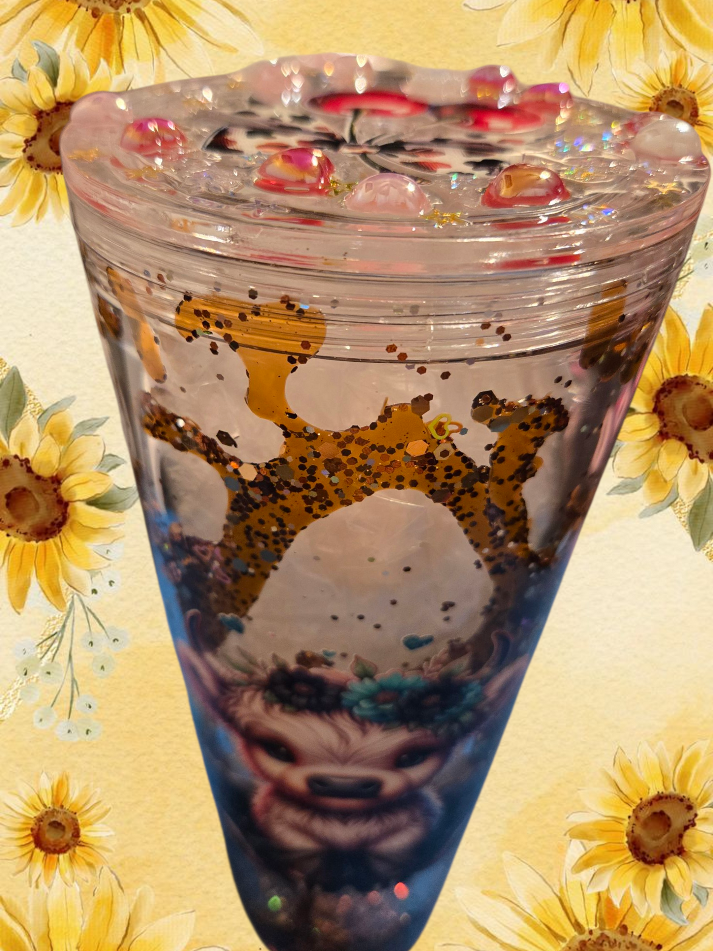 🌟🐂 Highland Cow Glitter Snow Globe Tumbler 🐂🌟