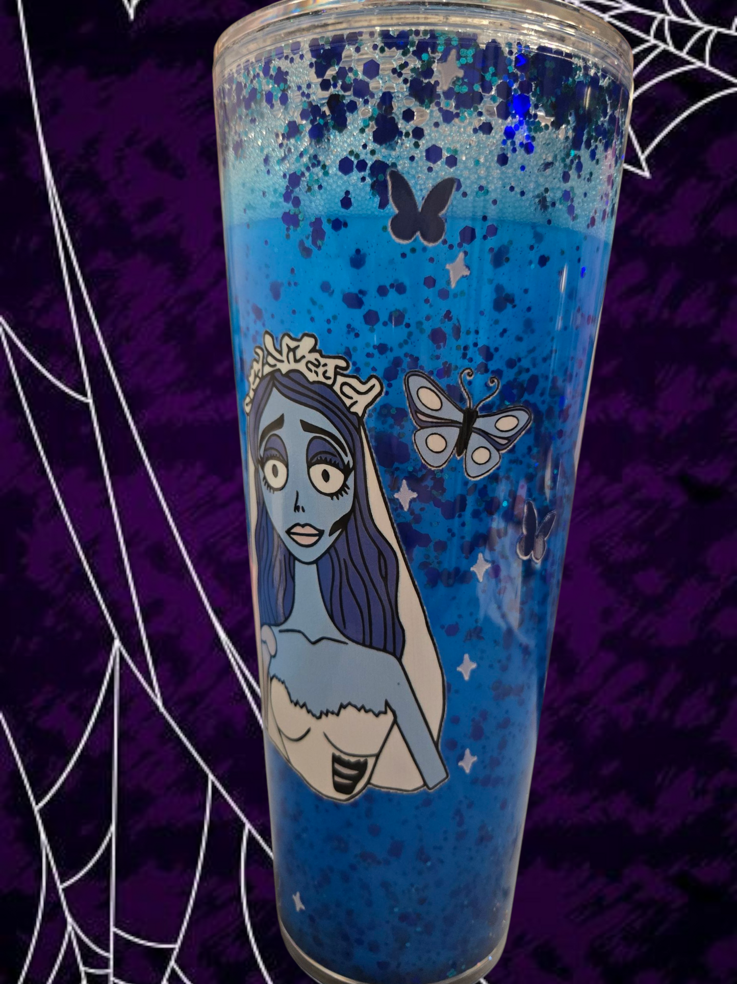 💙🦋 Corpse Bride Glitter Tumbler 🦋💙