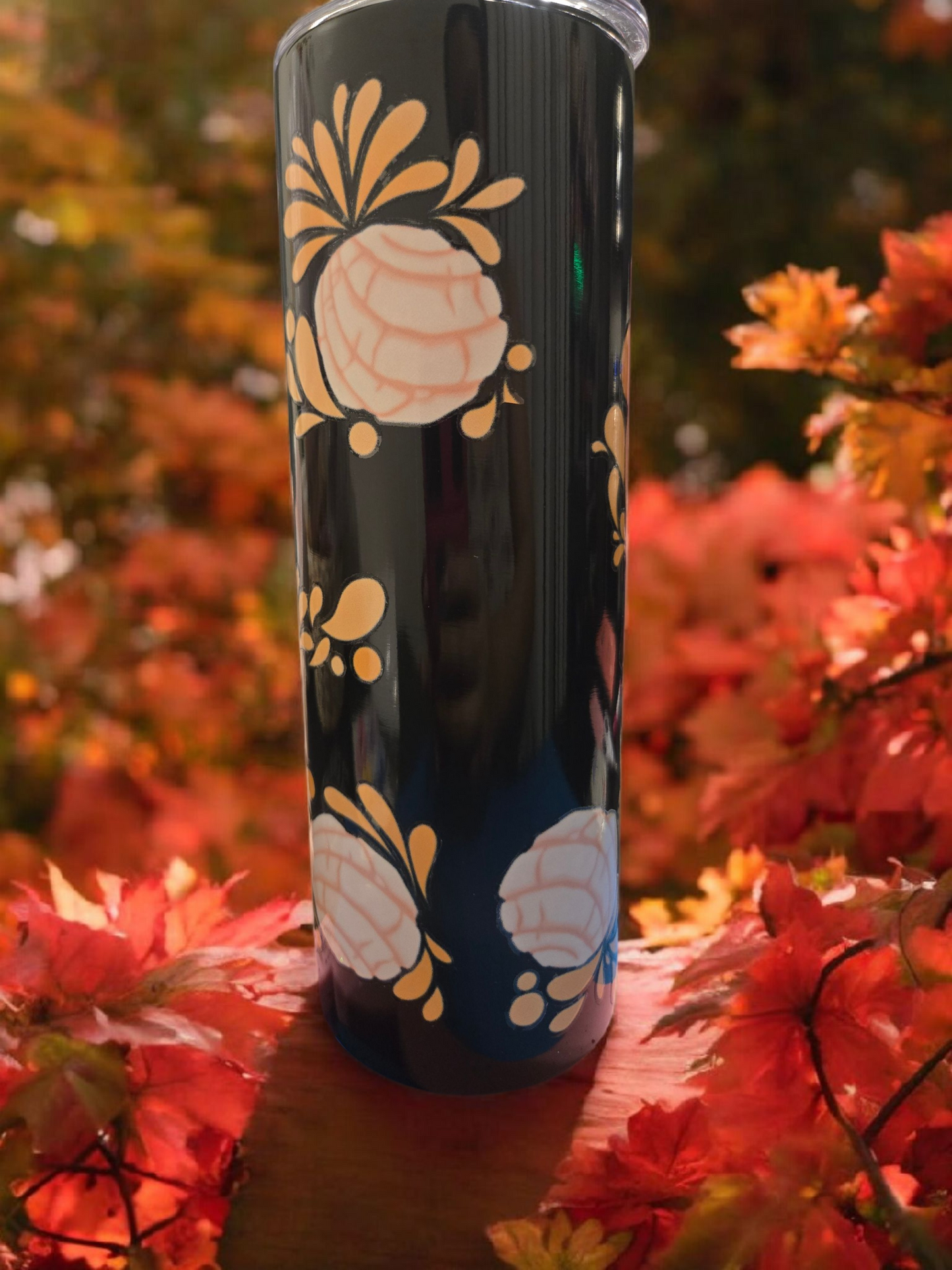 🐻✨ Pooh & Conchas 20 oz Black Stainless Steel Skinny Mug – Cozy & Cute