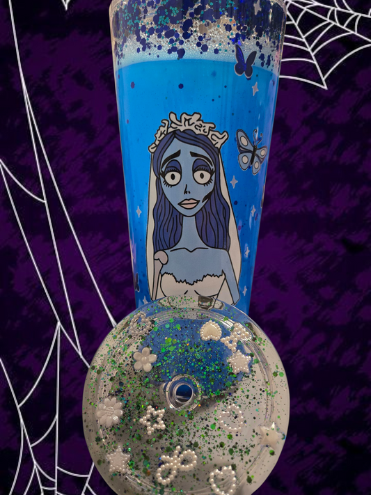 💙🦋 Corpse Bride Glitter Tumbler 🦋💙