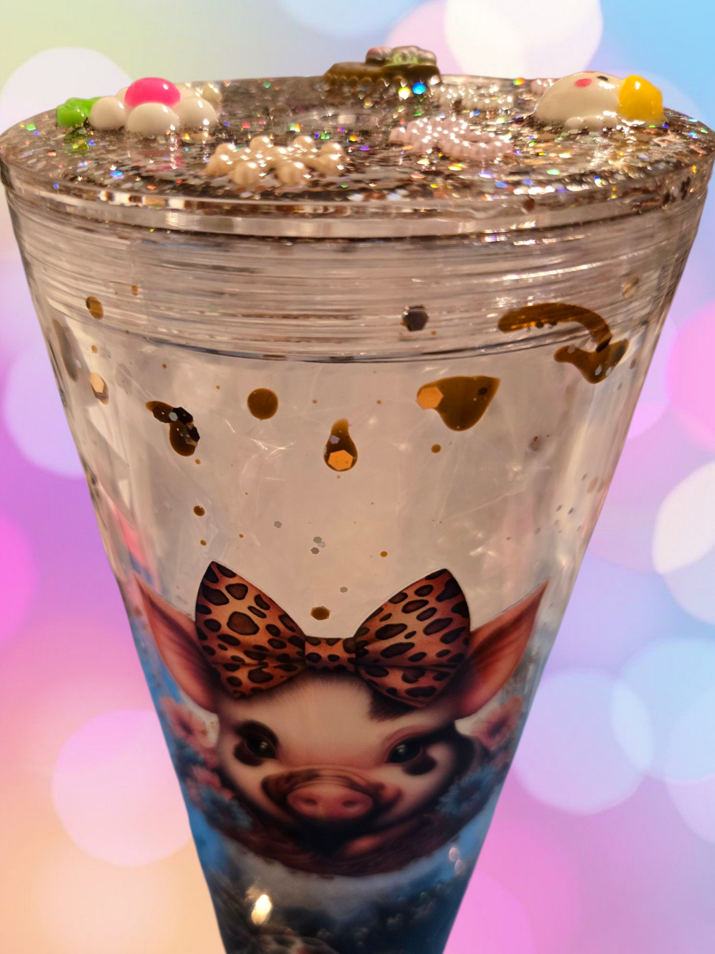 ✨🐷 Adorable Piggy Glitter Snow Globe Tumbler 🐷✨