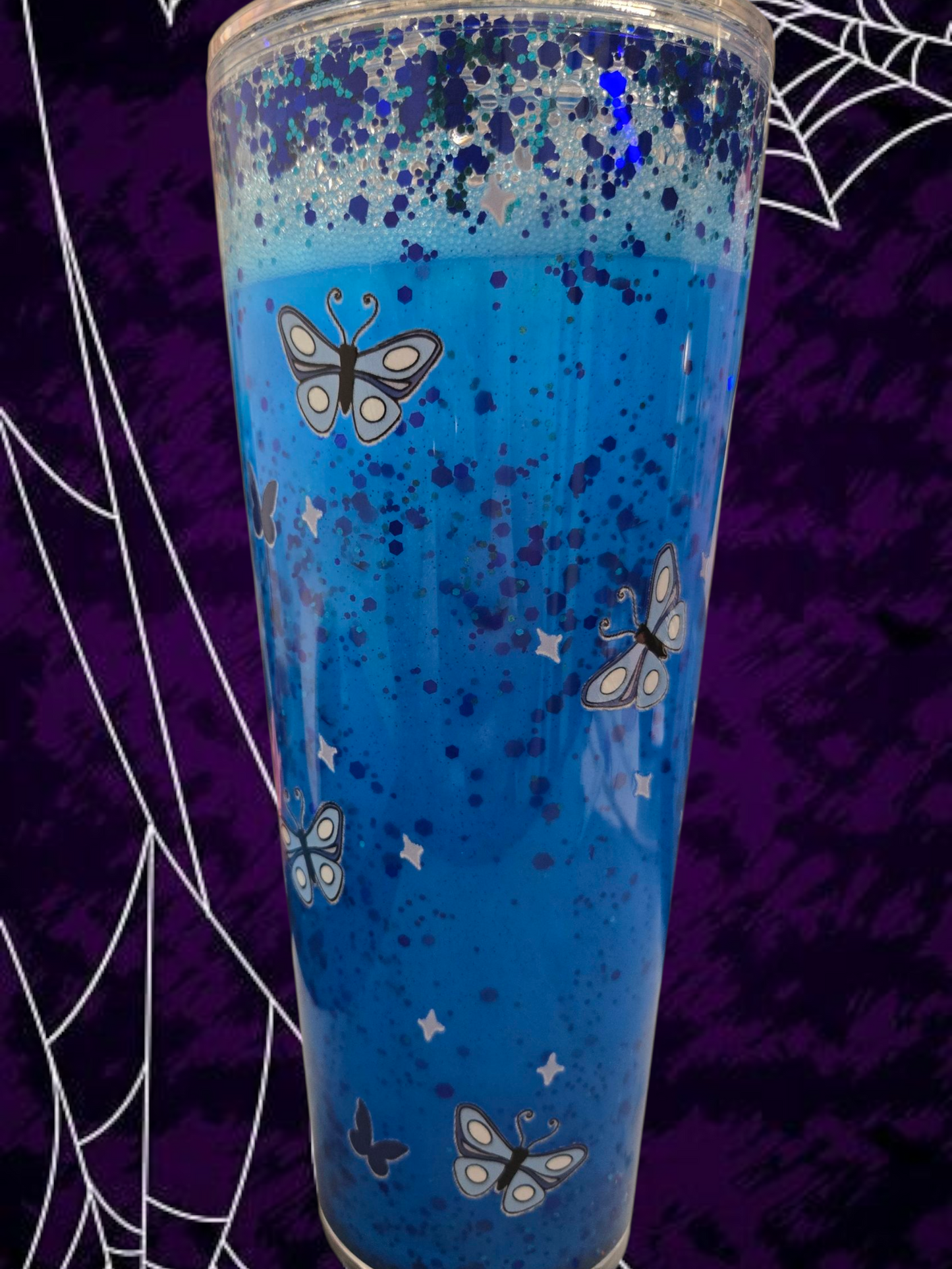 💙🦋 Corpse Bride Glitter Tumbler 🦋💙