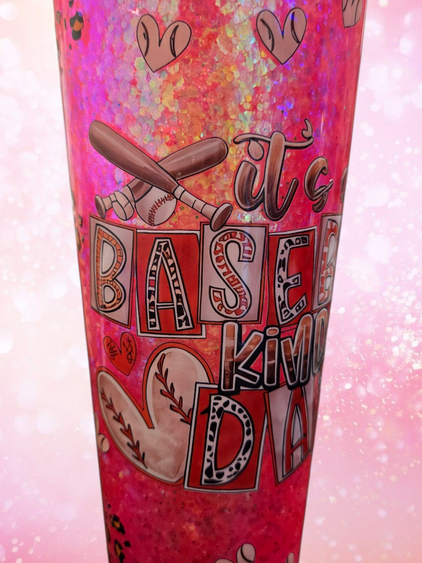 ⚾ It’s a Baseball Kind of Day – 24 oz Acrylic Cup (Pink Sparkly)