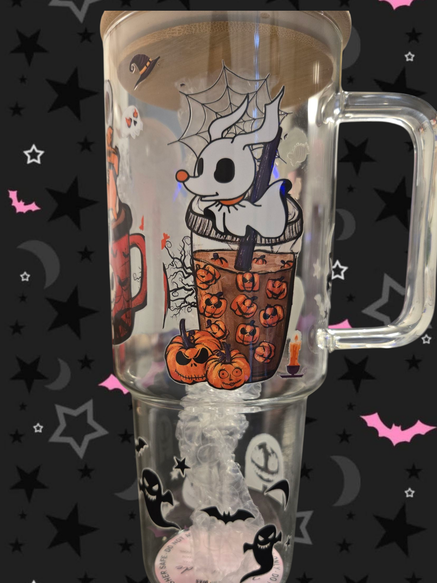 🎃 40 oz Spooky Glass Cup – Halloween Edition 🎃