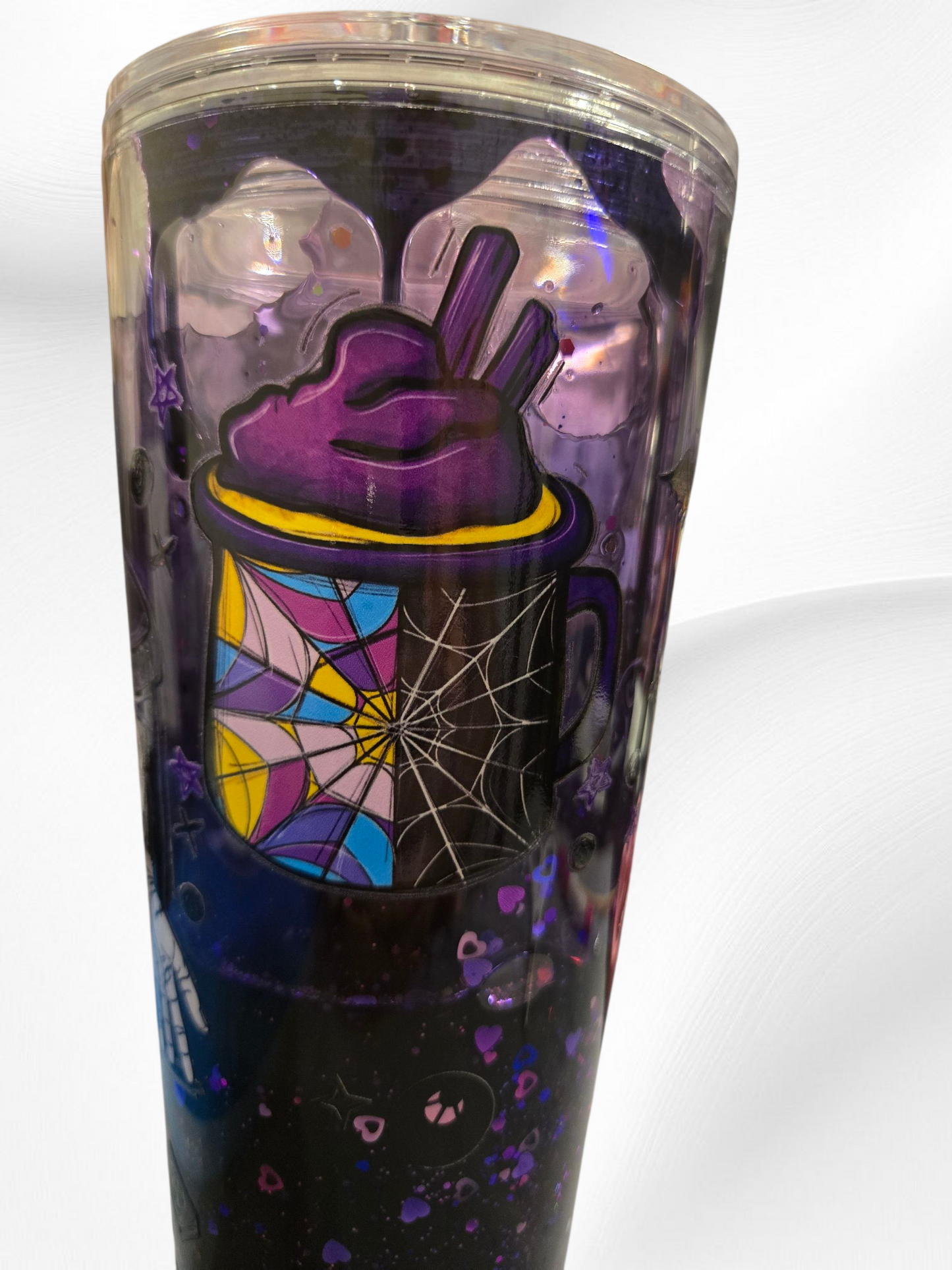 💜 Wednesday 24 oz Purple Glitter Acrylic Cup 💜