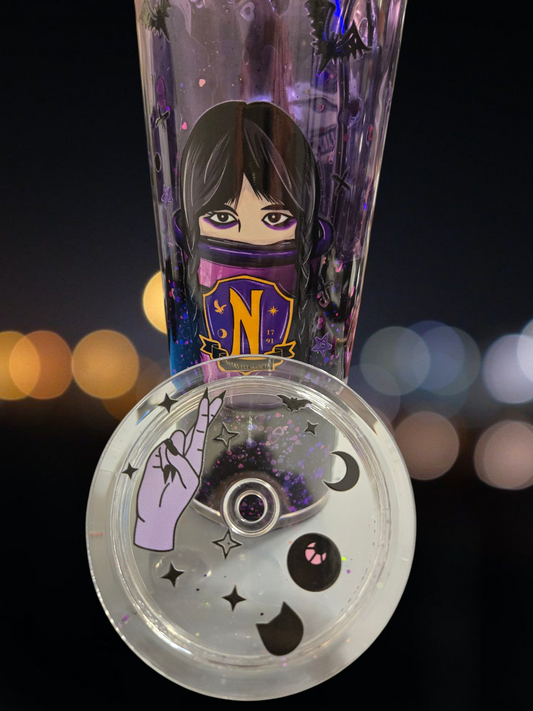 💜 Wednesday 24 oz Purple Glitter Acrylic Cup 💜