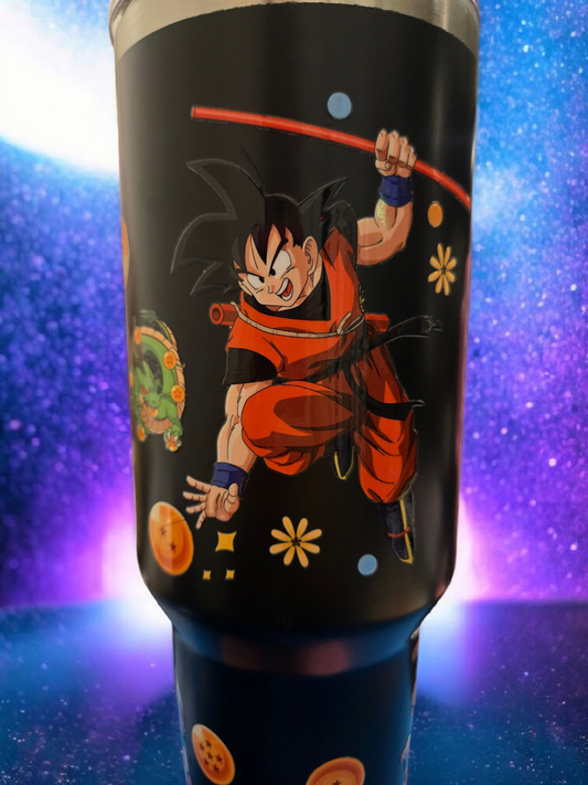 🔥 Dragon Ball Z 40 oz Black Stainless Steel Tumbler – Super Saiyan Approved! ⚡
