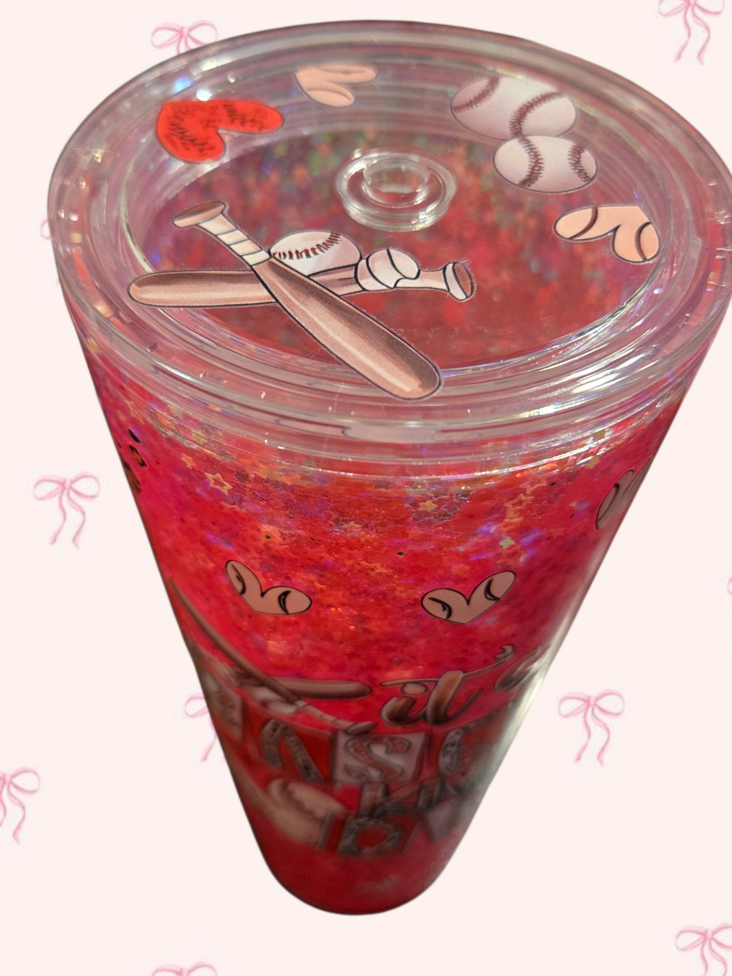 ⚾ It’s a Baseball Kind of Day – 24 oz Acrylic Cup (Pink Sparkly)